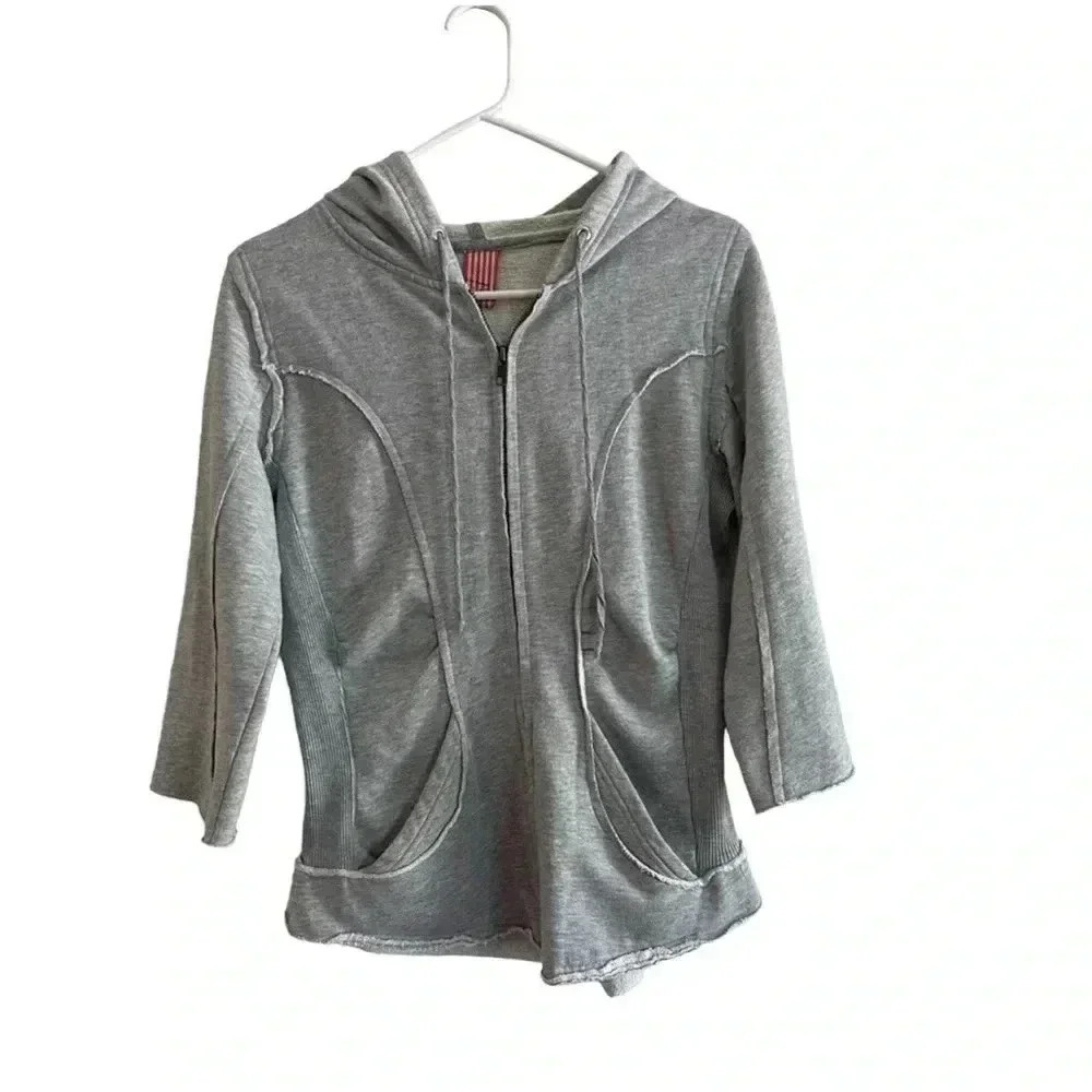 Vintage Free People Gray Zip Up Sweatshirt Size L